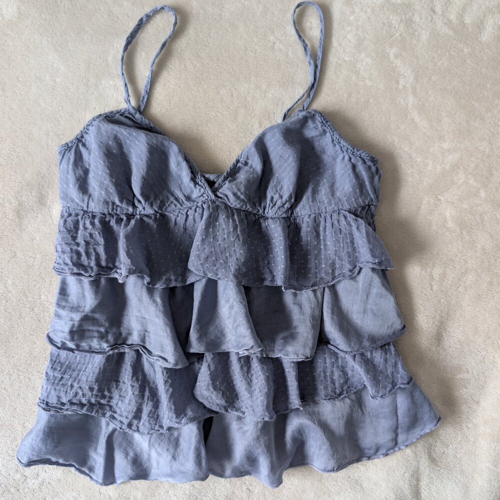 Women’s Blue Ruffle Camisole Tank Top